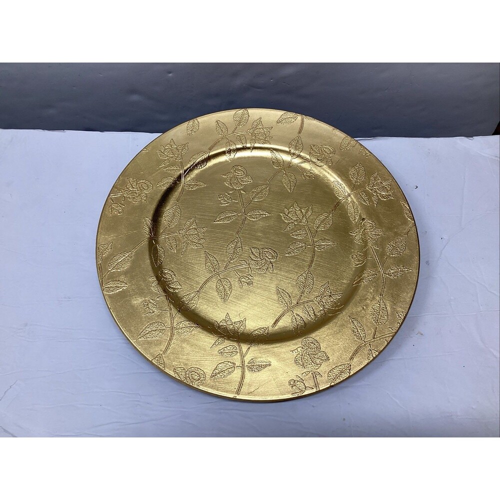 Gibson charger plates metallic petal gold 13” set of 4